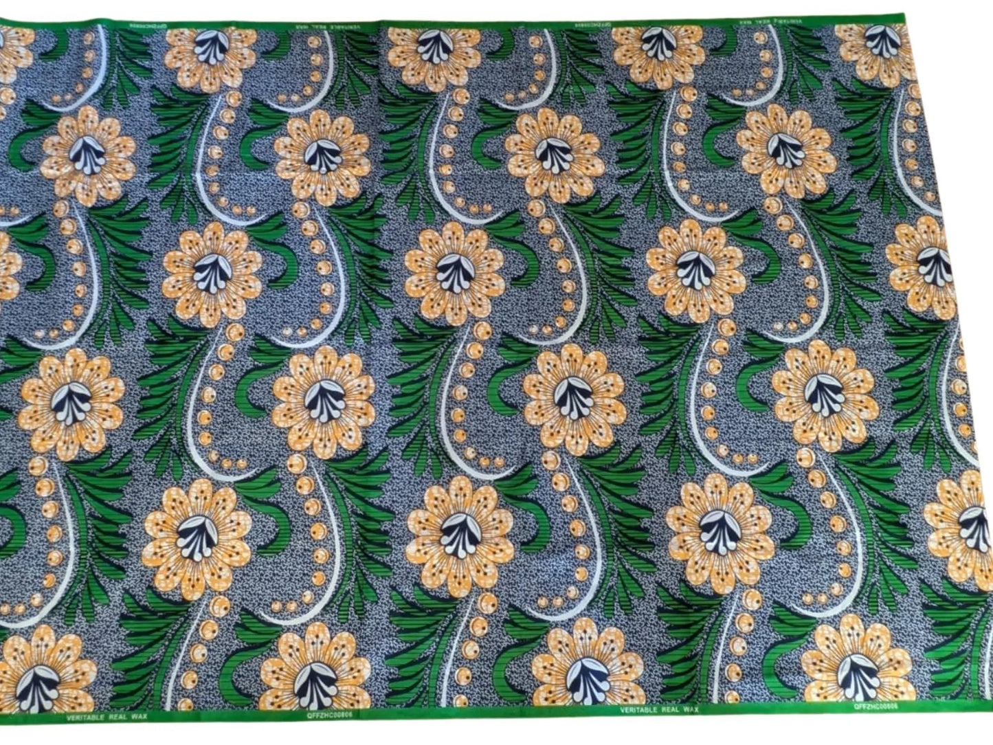 Tissu wax fleurs oranges