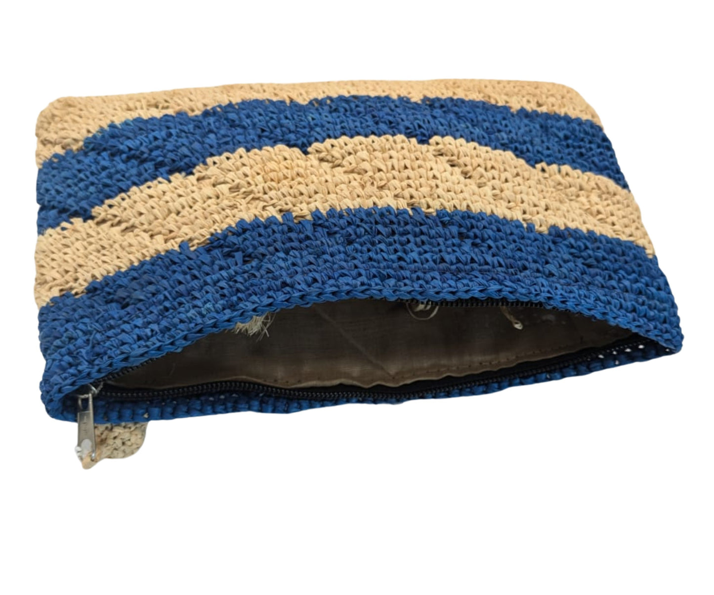 trousse en raphia bicolore
