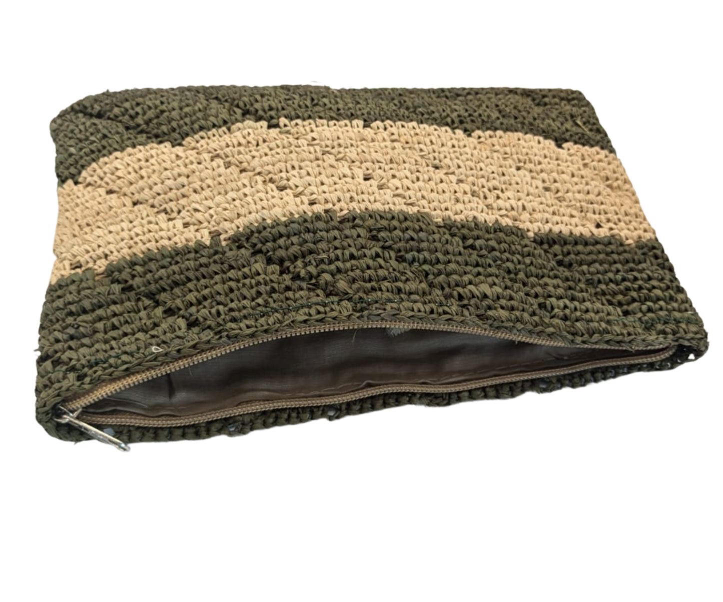 trousse en raphia bicolore