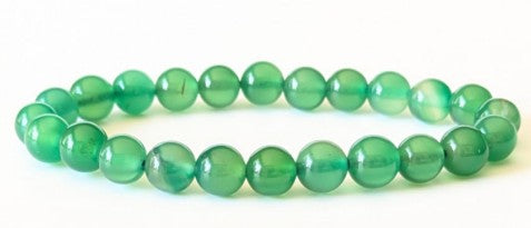 BRACELET EN GREEN AGATE – Perles 8 mm – Artisanat de Madagascar Pierre d’équilibre & protection | Vert profond naturel | Bracelet élastique fait main