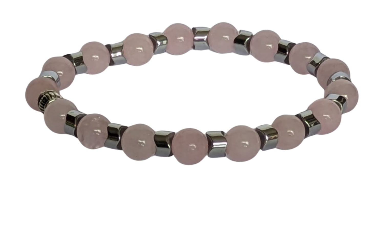BRACELET DECORE EN QUARTZ ROSE – Perles 8 mm – Artisanat de Madagascar Pierre d’amour & douceur émotionnelle | Rose pâle naturel | Bracelet élastique fait main