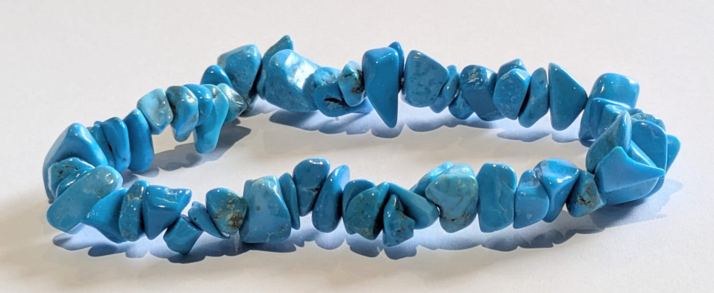 BRACELET CORAIL EN TURQUOISE – Artisanat de Madagascar Pierre de protection & sérénité intérieure | Bleu turquoise naturel | Bracelet élastique fait main