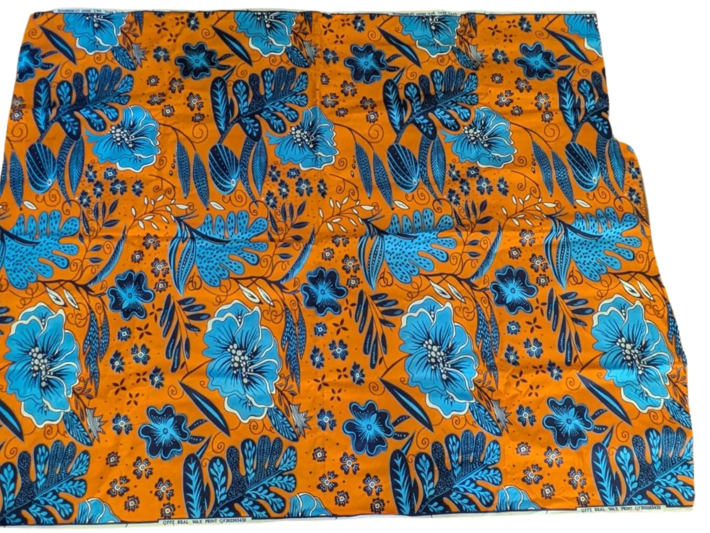 Tissus wax orange et bleu