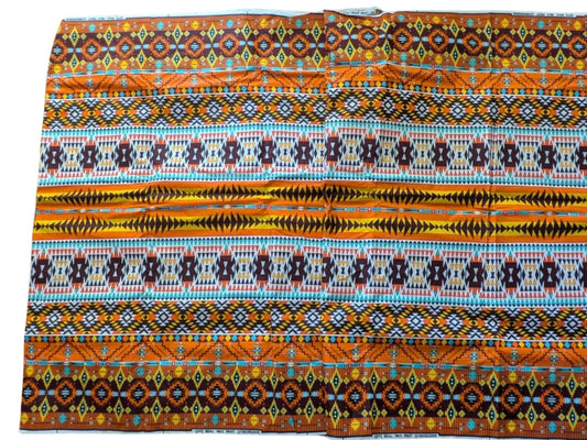 Tissu wax mosaïque orange