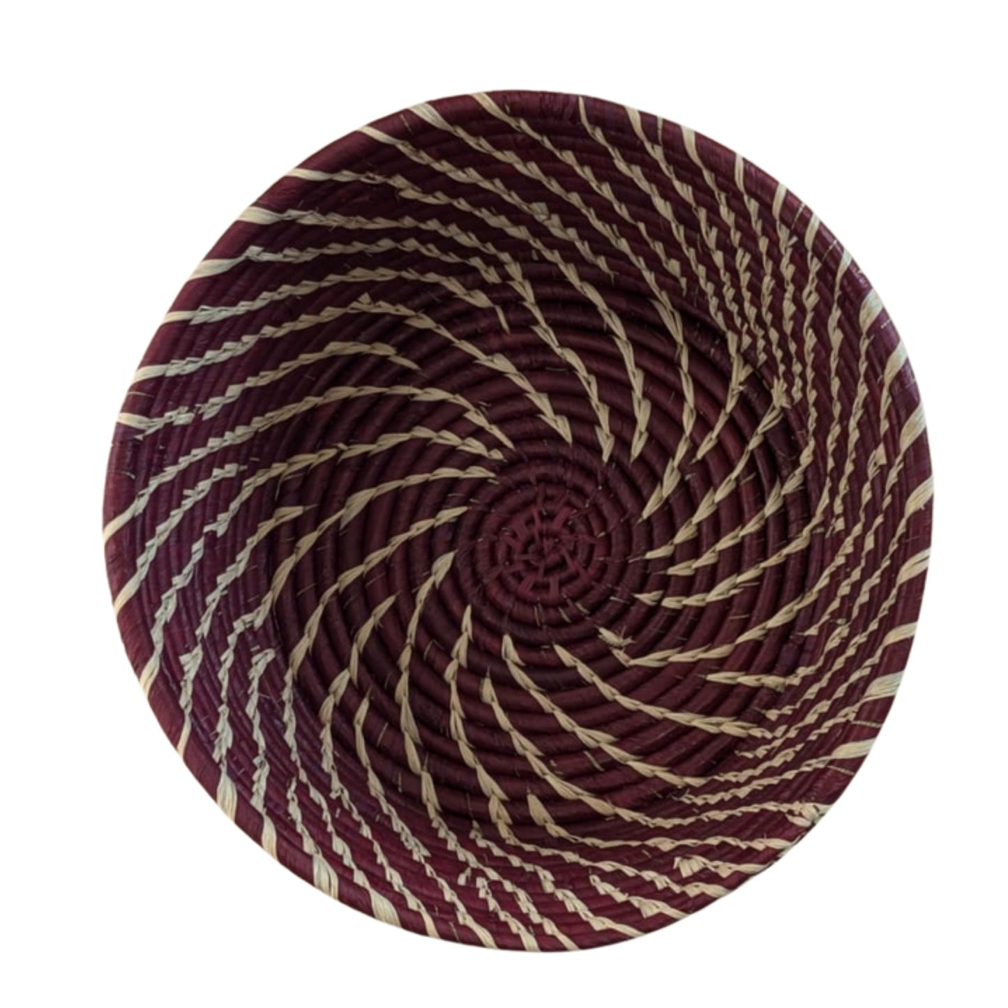Corbeille ronde en raphia bordeaux 26cm