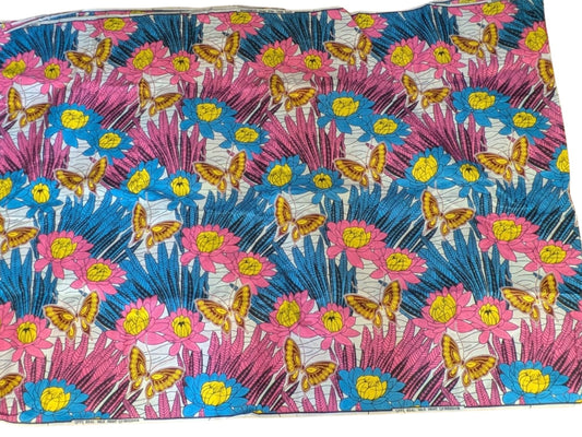 Tissu wax papillons jaune