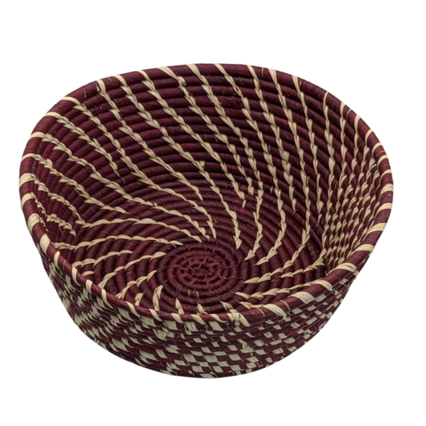 Corbeille ronde en raphia bordeaux 26cm