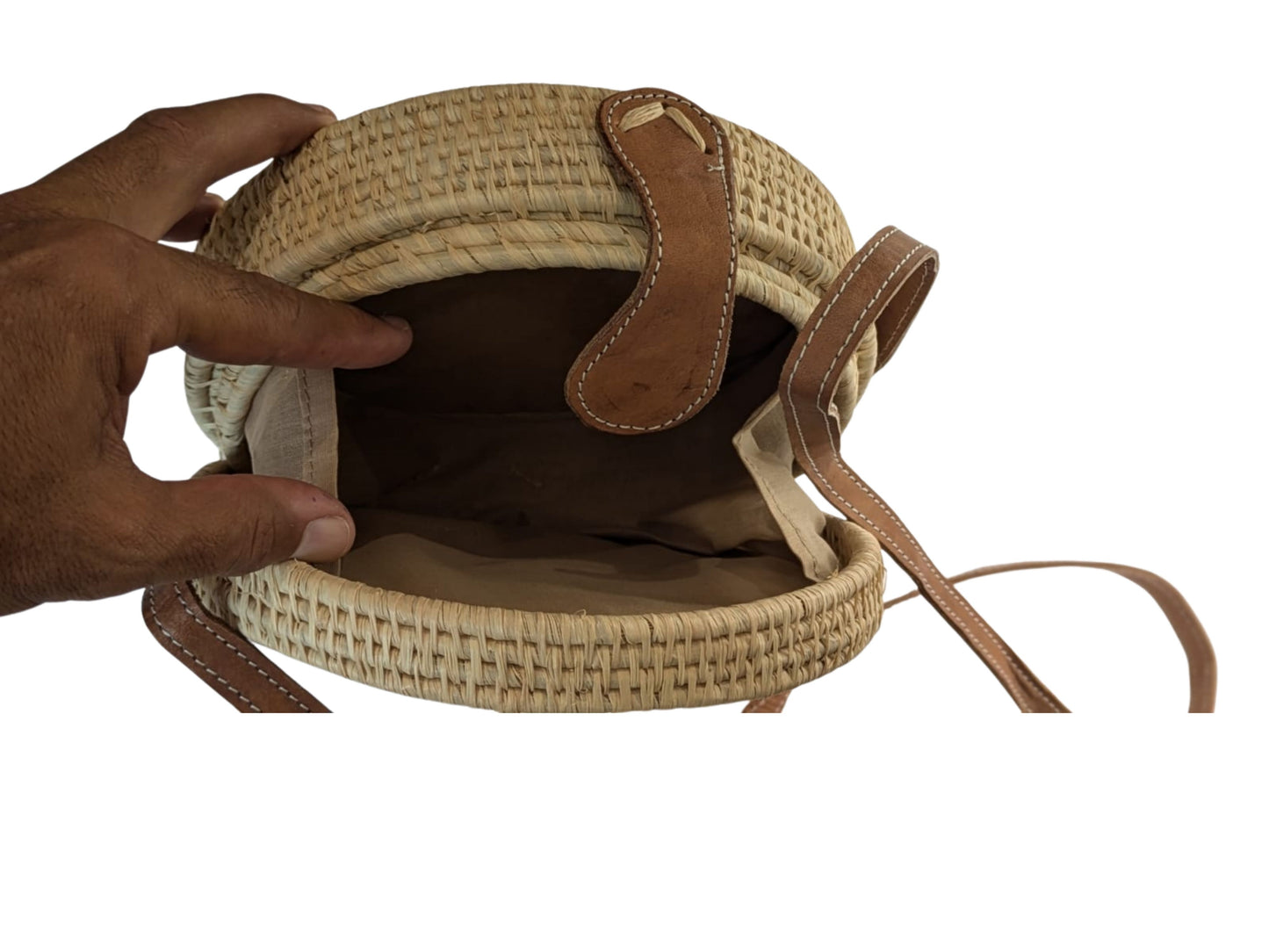 Sac à main rond en raphia