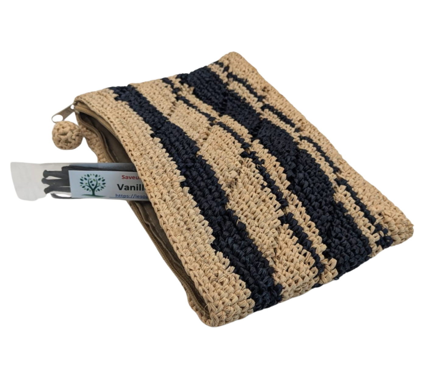 trousse en raphia  bicolore