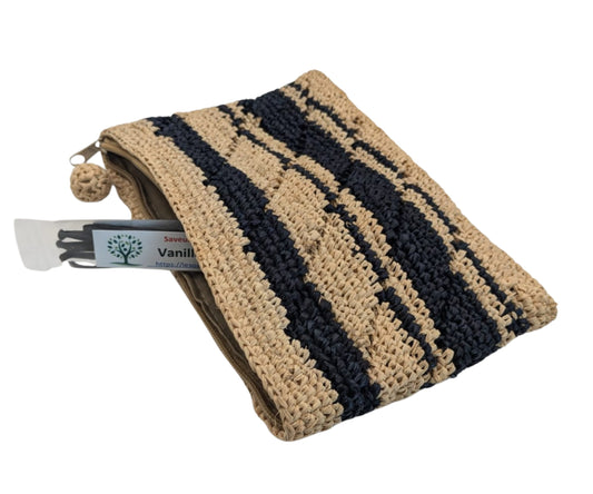 trousse en raphia  bicolore