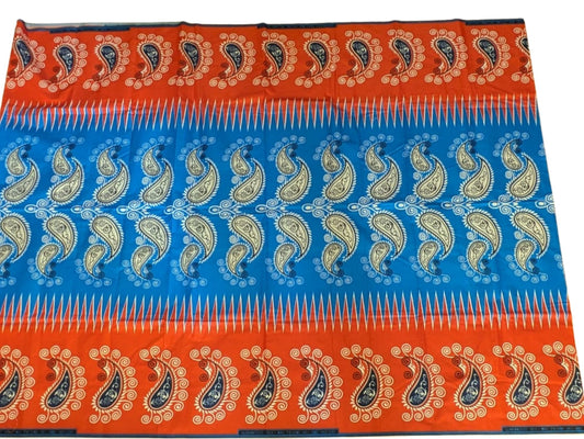 Tissu wax rouge et bleu