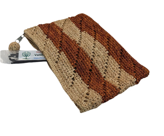 trousse en raphia  bicolore