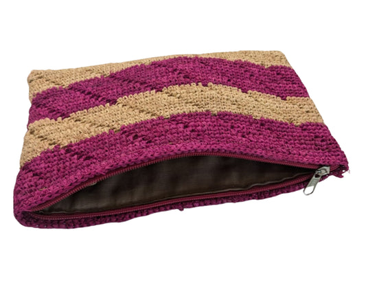 trousse en raphia  bicolore