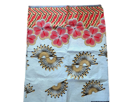 Tissu wax rouge et blanc