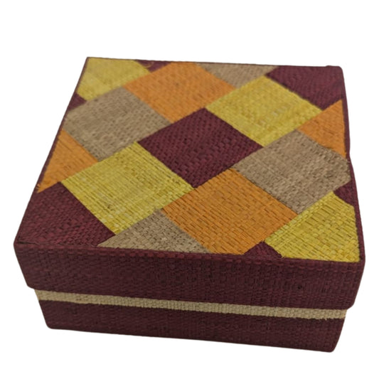 Boite a bijoux damier bordeaux