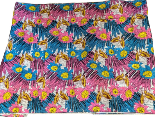 Tissu wax rose et bleu