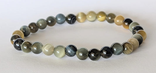 BRACELET EN ŒIL DE TIGRE BLOND – Perles 6 mm – Artisanat de Madagascar Pierre de confiance & énergie solaire | Reflets dorés lumineux | Bracelet élastique fait main