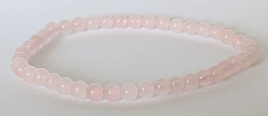 BRACELET EN QUARTZ ROSE – Perles 4 mm – Artisanat de Madagascar Pierre d’amour & douceur émotionnelle | Rose pâle naturel | Bracelet élastique fait main