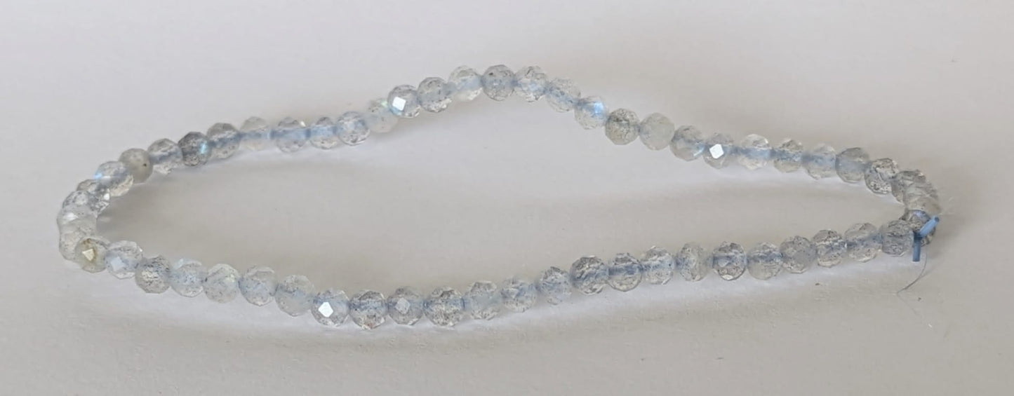 BRACELET EN LABRADORITE FACETE – Perles 2 mm facetées – Artisanat de Madagascar Pierre de protection & intuition | Reflets irisés naturels | Bracelet élastique fait main