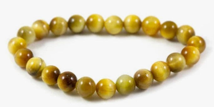 Bracelet Œil de tigre 8 mm doré