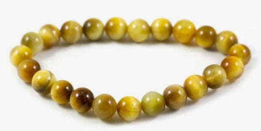 Bracelet Œil de tigre 8 mm doré