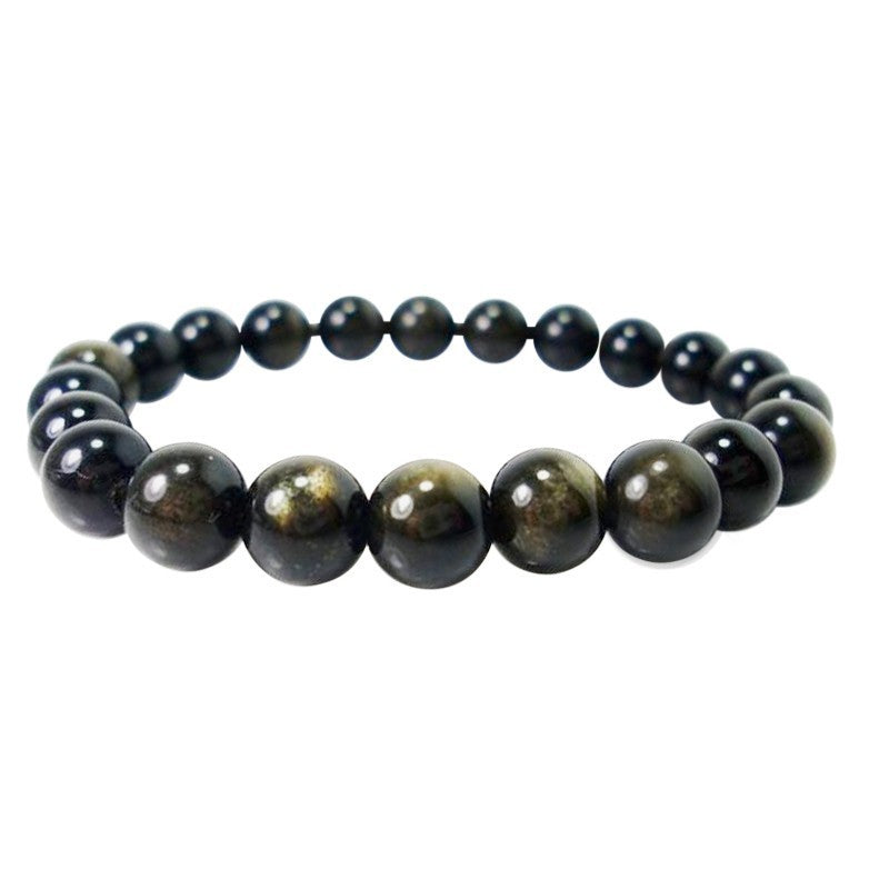 Bracelet Obsidienne gold 8 mm